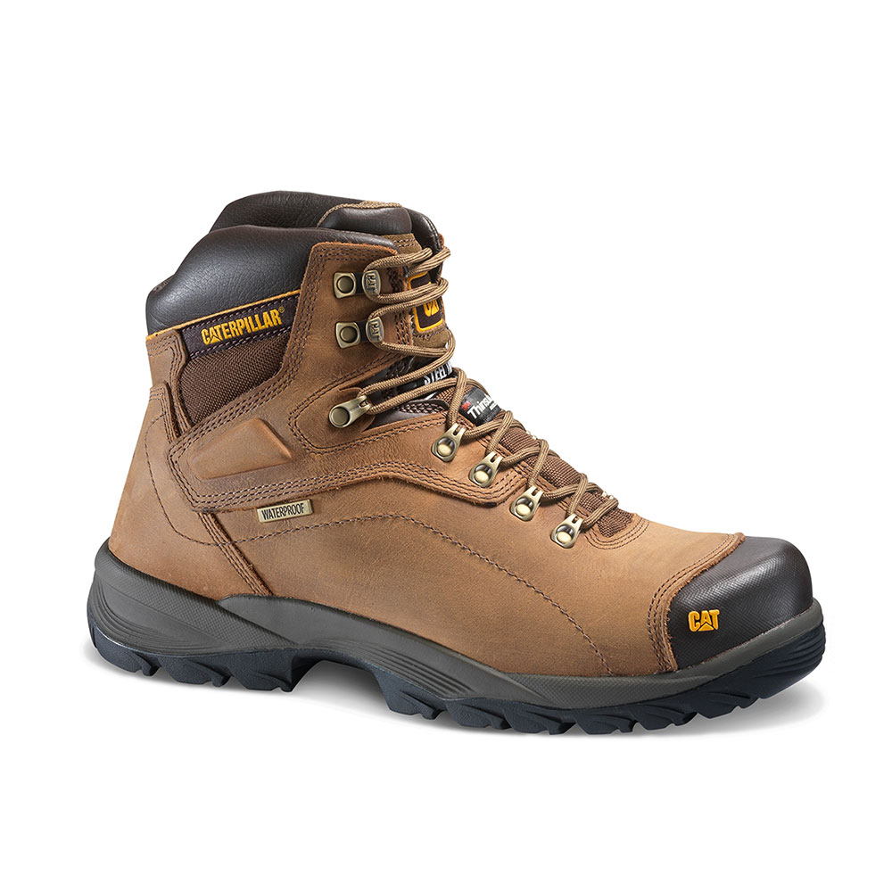 Men's Caterpillar Diagnostic Hi St Safety Boots Dark Beige Ireland JUGB25376